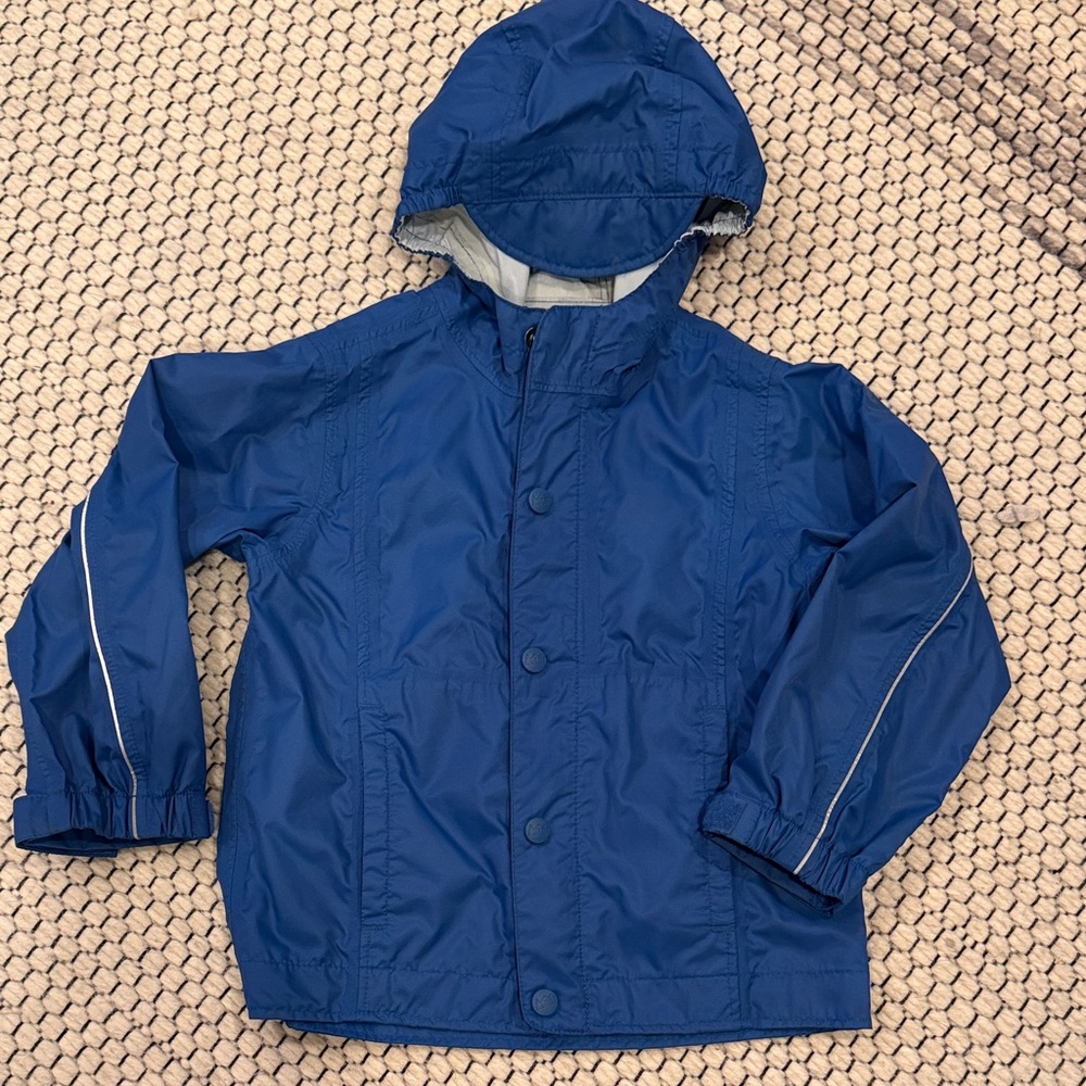 REI Kids' Blue Hooded Rain Jacket